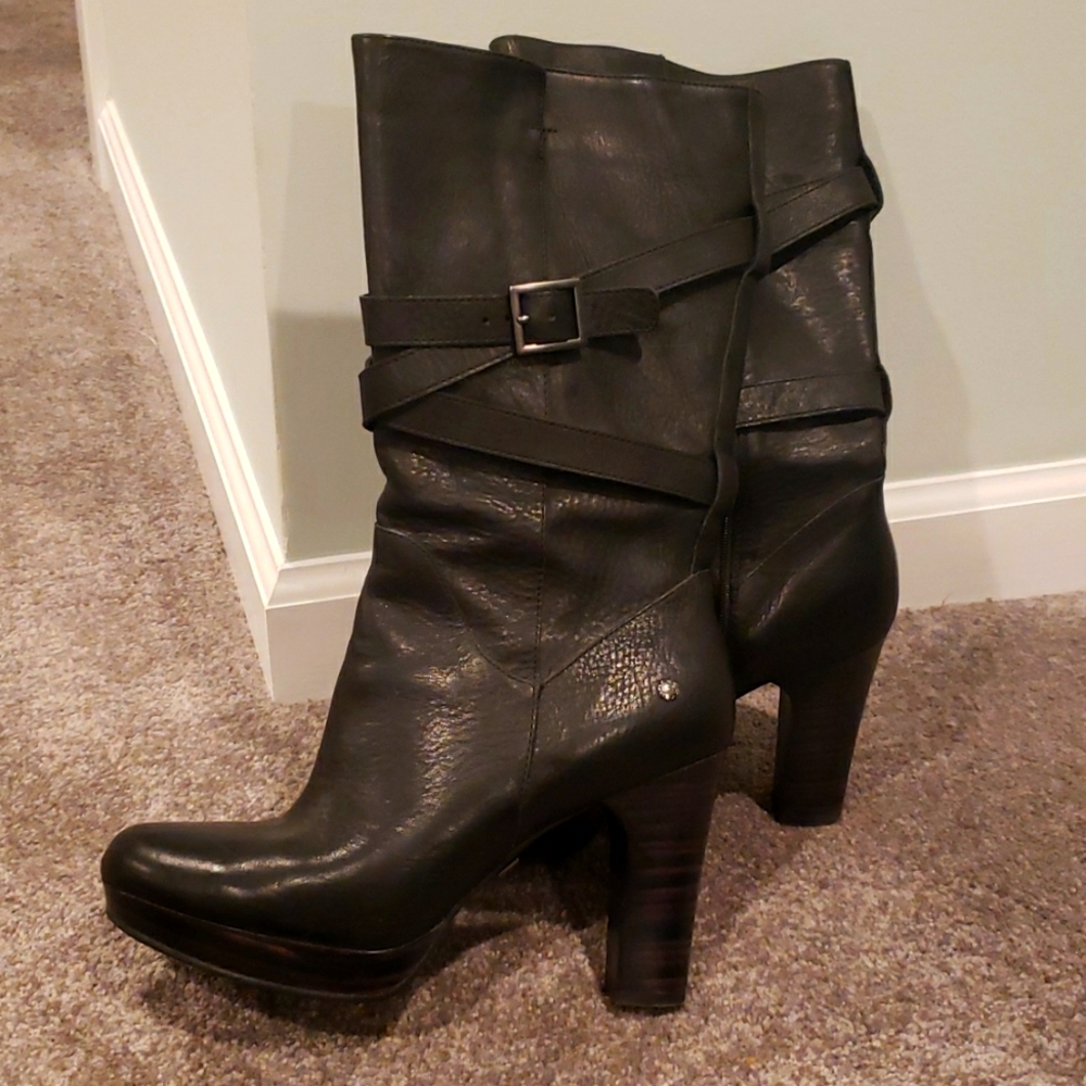 High heel leather UGG boots size 10